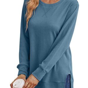 MOSHU Crewneck Side Split Long Sleeve